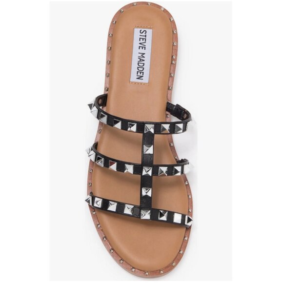 Steve Madden Averill Strappy Studded Gladiator Sandal in Black - Picture 1 of 14